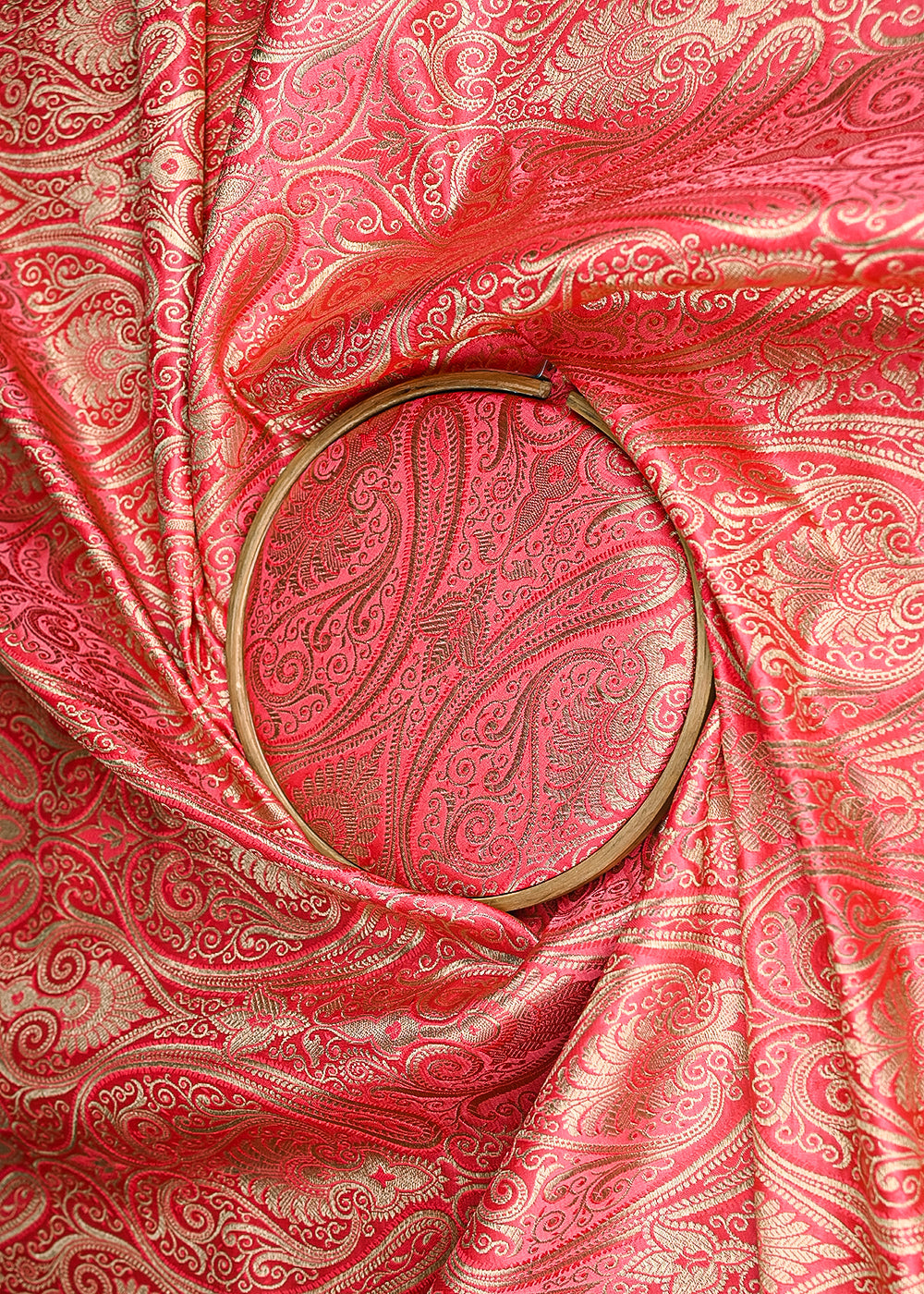 Gajri-Banarasi-Brocade-Fabric-With-All-Over-Golden-Zari-Handloom-21309-close-view