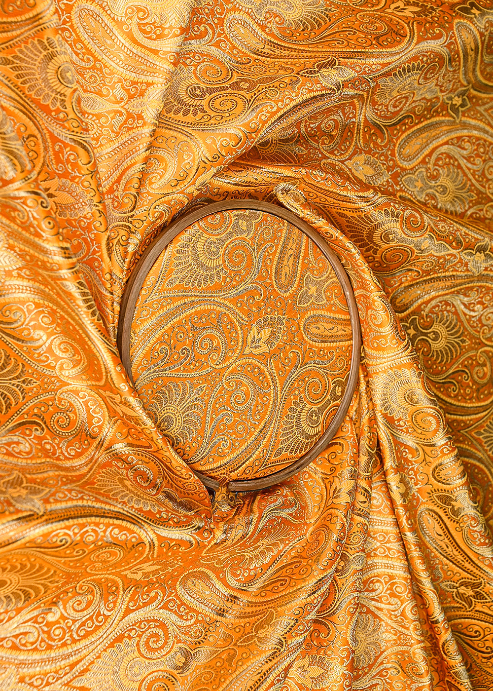 Mustard-Banarasi-Brocade-Fabric-With-All-Over-Golden-Zari-Handloom-21316-close-view
