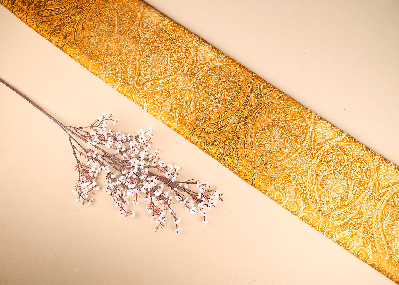Mustard-Banarasi-Brocade-Fabric-With-All-Over-Golden-Zari-Handloom-21319