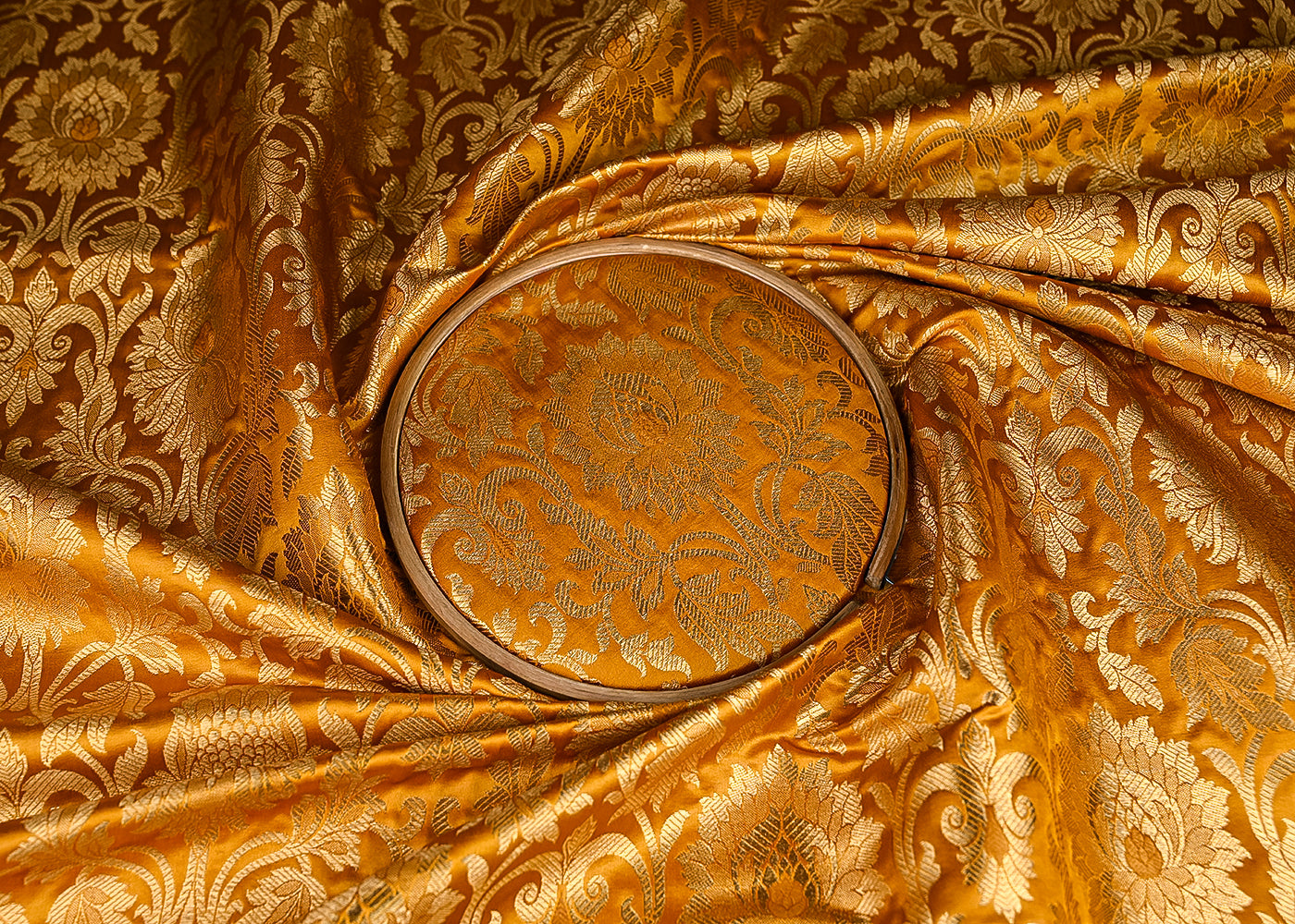 Mustard-Banarasi-Brocade-Fabric-With-All-Over-Golden-Zari-Handloom-21332-close-view