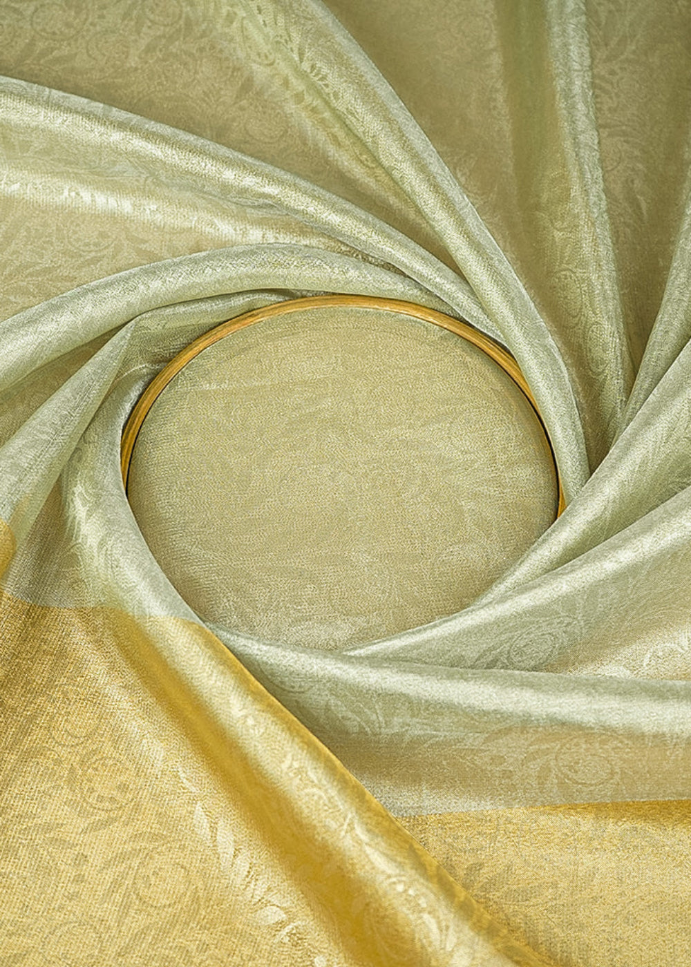 Pista-Green-&-Golden-Organza-Fabric-With-All-Over-Self-Work-With-One-Side-Border-21343-close-view