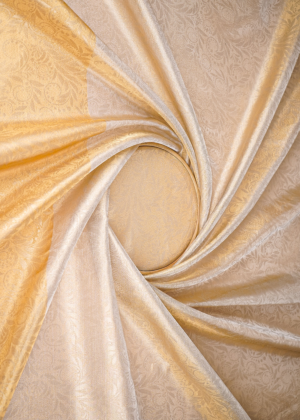 Rose-Gold-&-Golden-Organza-Fabric-With-All-Over-Self-Work-With-One-Side-Border-21349-close-view