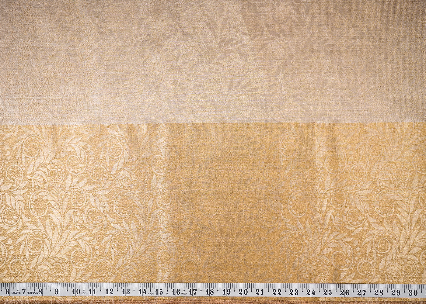Rose-Gold-&-Golden-Organza-Fabric-With-All-Over-Self-Work-With-One-Side-Border-21349-measurement-view