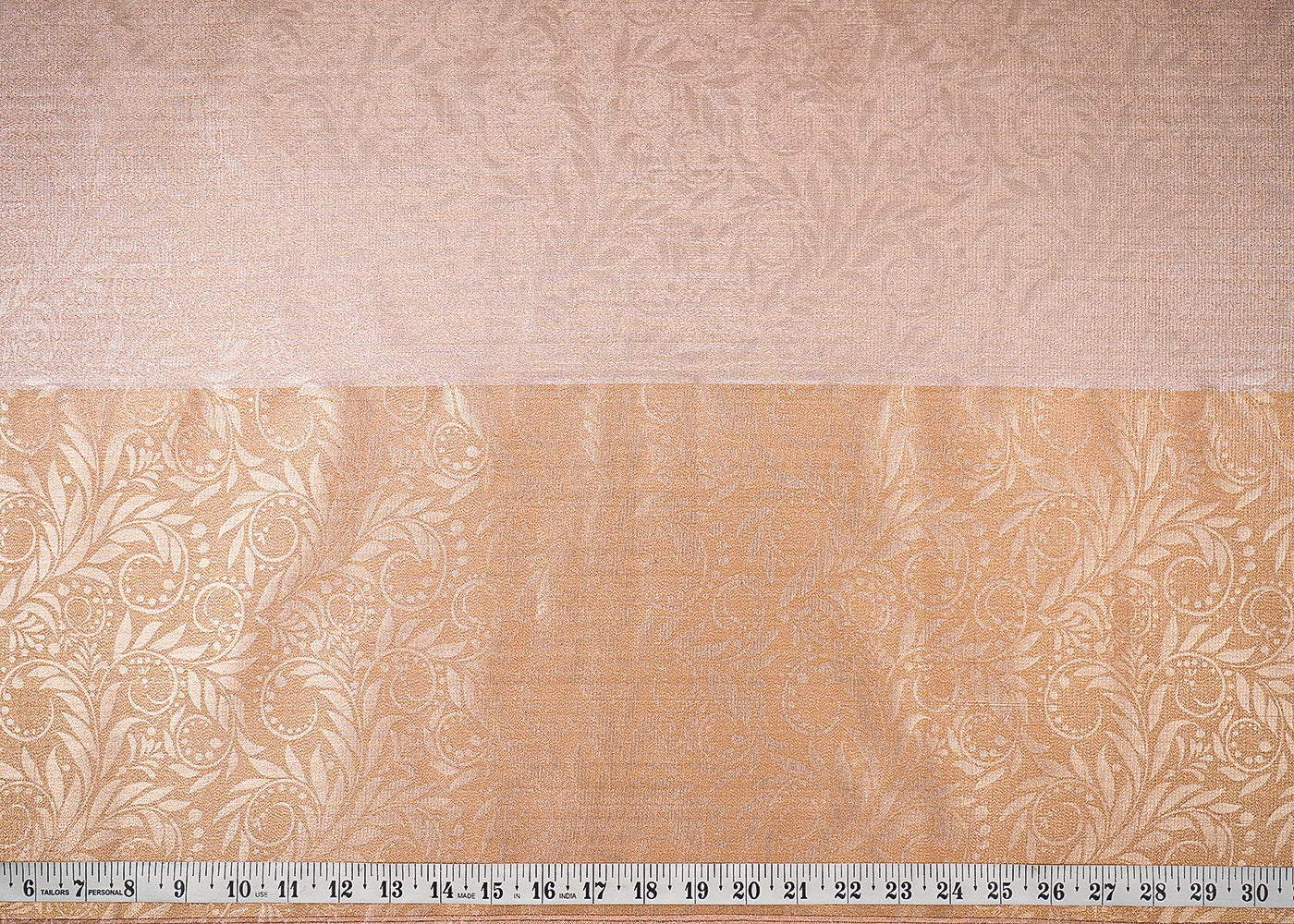 Onion-Pink-&-Rose-Gold-Organza-Fabric-With-All-Over-Self-Work-With-One-Side-Border-21351-measurement-view