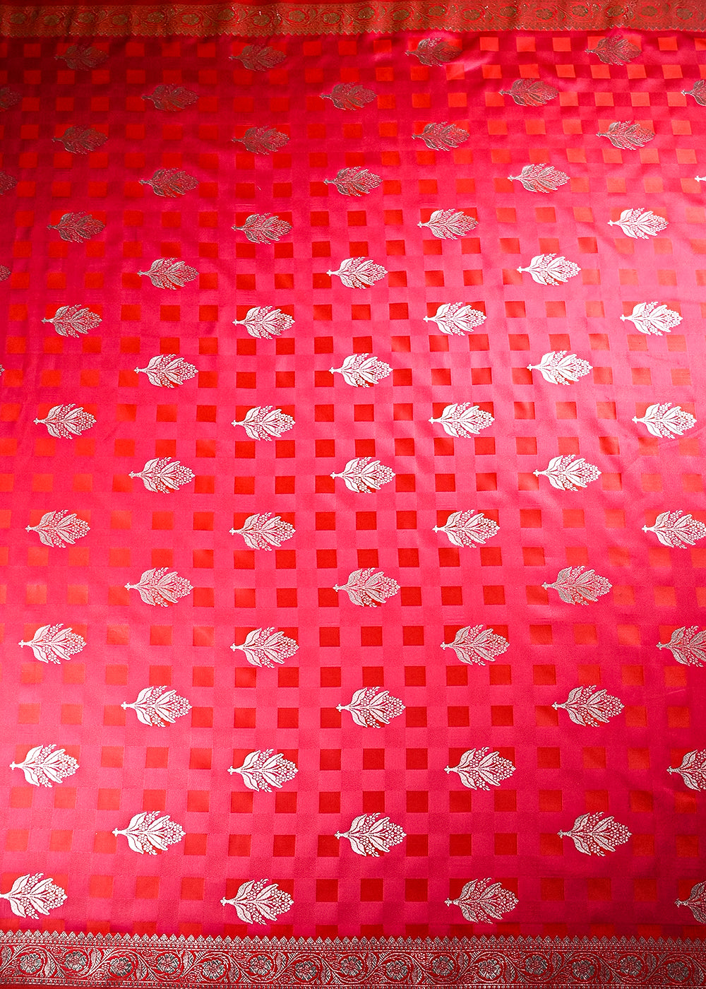 Rani Pink Banarasi Brocade Fabric With All Over Thread And Zari Handloom 21353