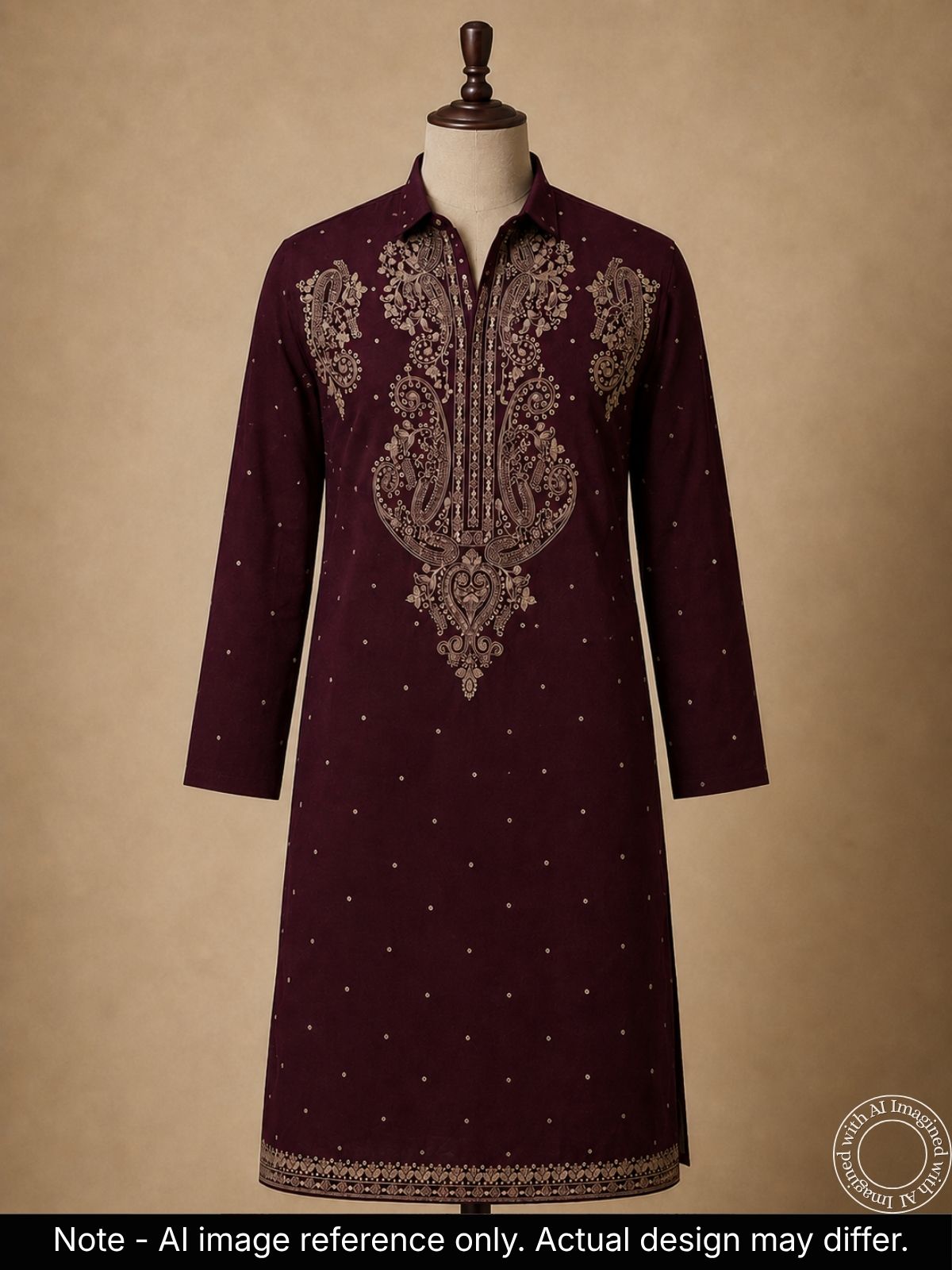 The Kohinoor - Unstitched Wine Kurta Fabric For Men 21359