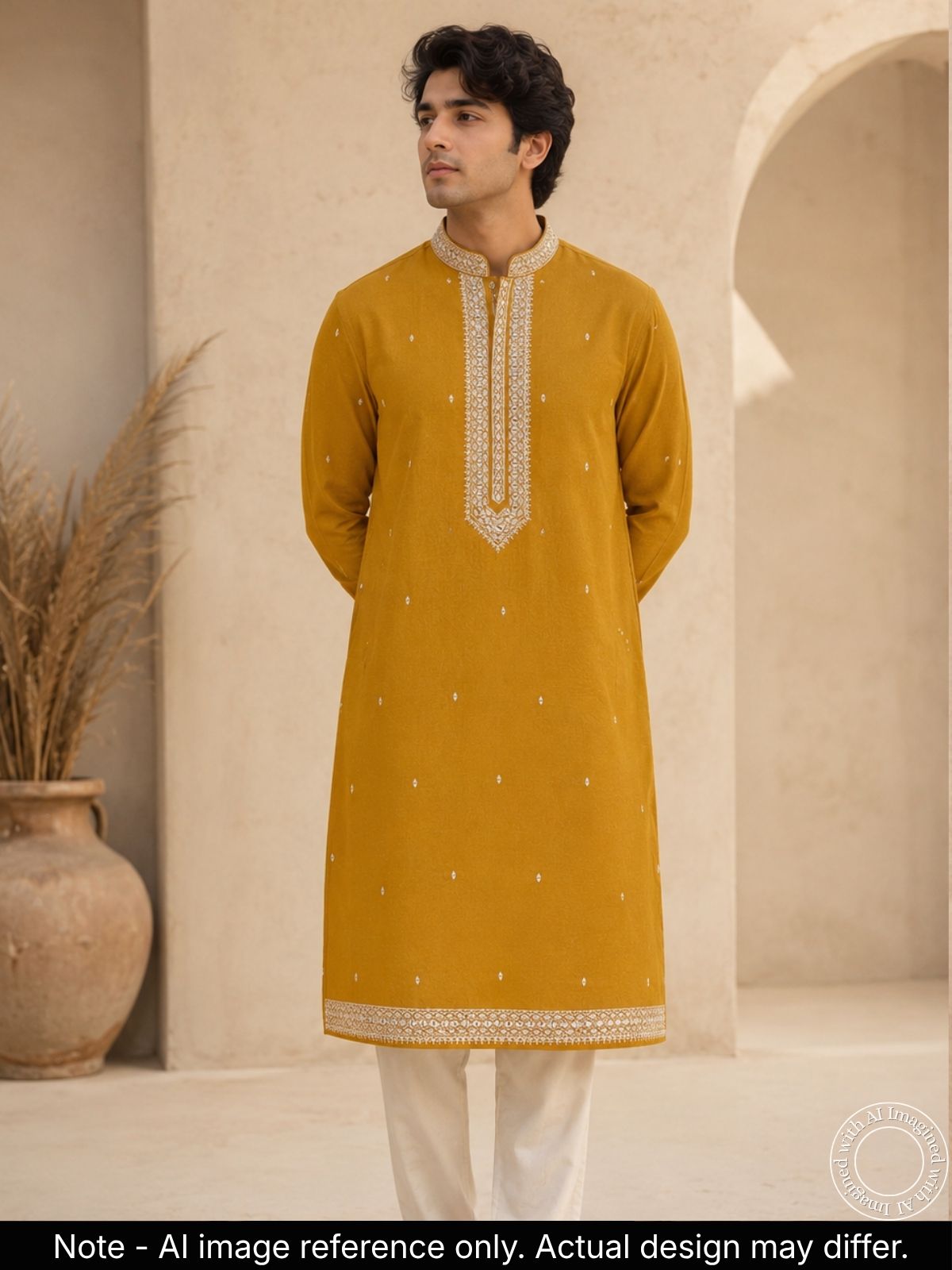 The Kohinoor - Unstitched Mustard Kurta Fabric For Men 21362