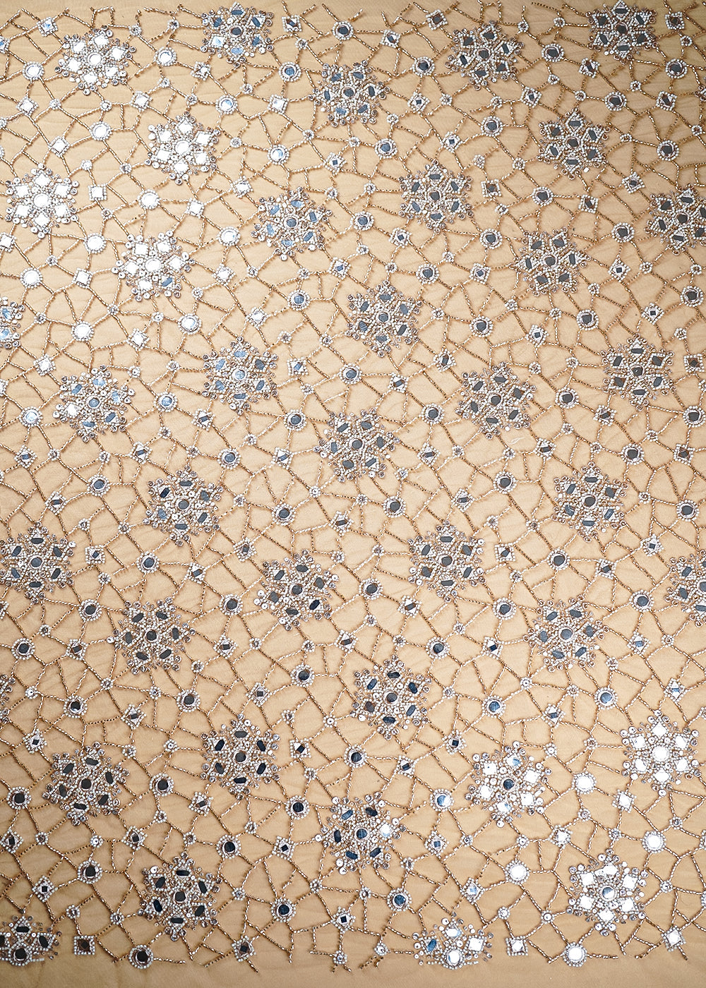 Golden-Imported-Net-Fabric-With-All-Over-Faux-Mirror,-Bead,-Sequins-And-Zari-Work-21371-design-view
