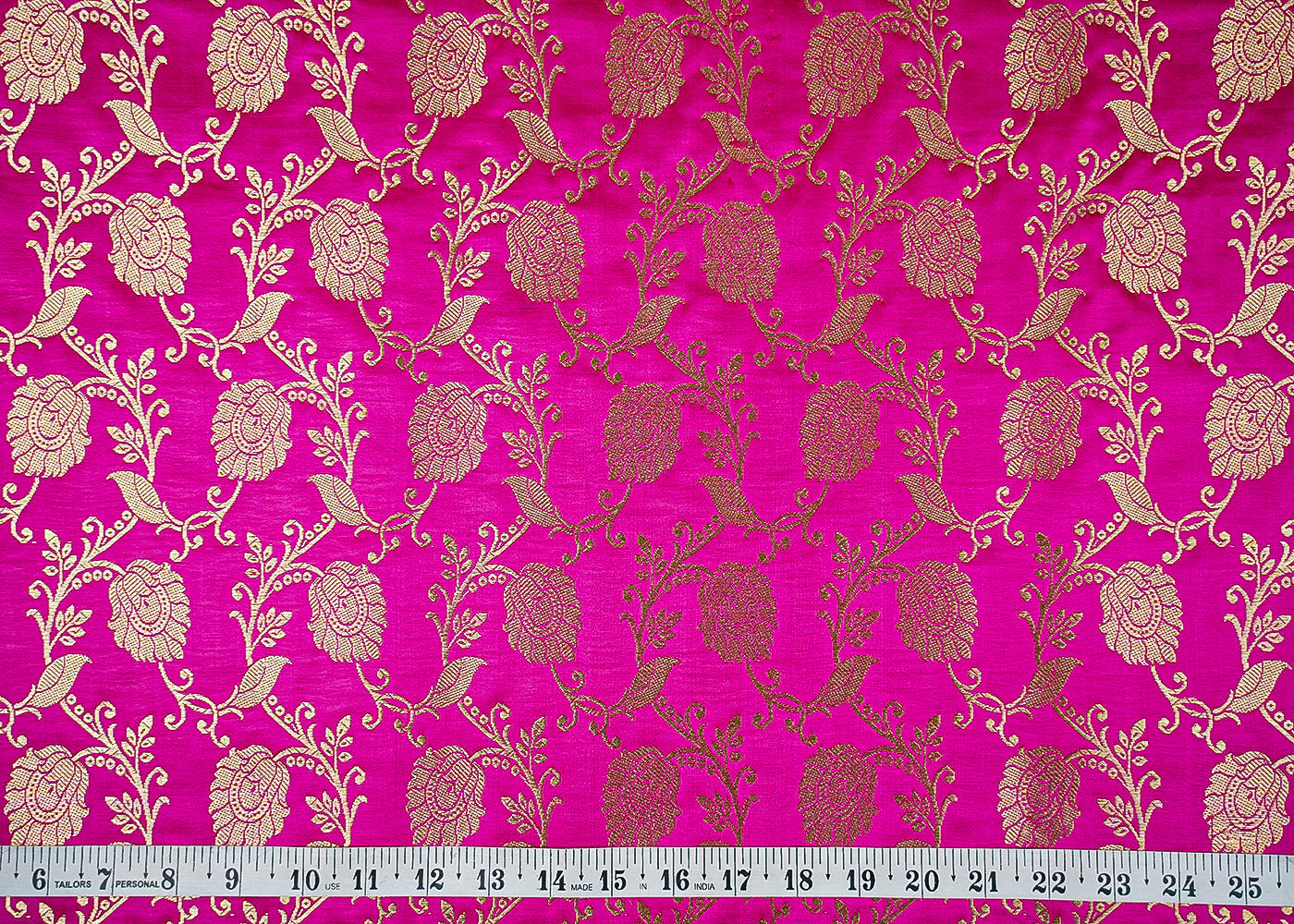 Pink-Banarasi-Brocade-Fabric-With-All-Over-Thread-And-Zari-Handloom-21414-measurement-view