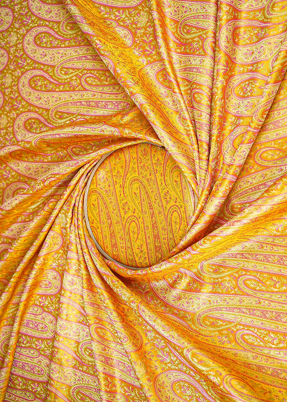 Mustard-Banarasi-Brocade-Fabric-With-All-Over-Thread-And-Golden-Zari-Handloom-21416-close-view