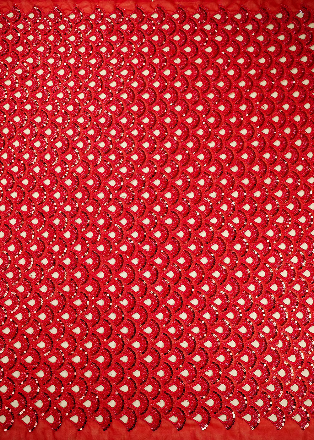Kanika Mann Inspired Edition | Red Embroidered Net Unstitched Fabric 21456
