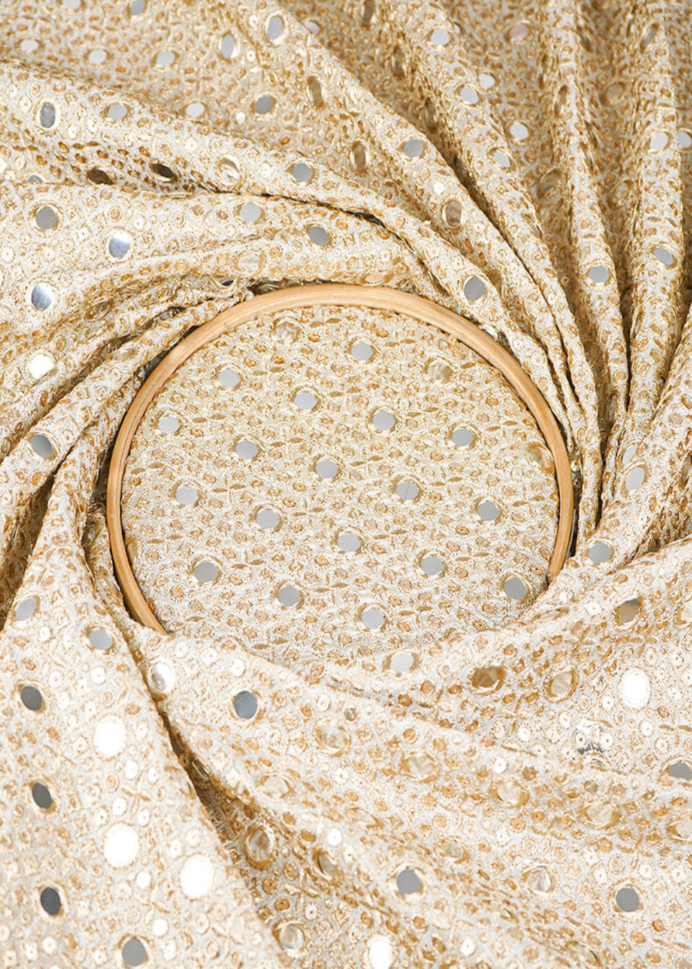 Golden-Dyeable-Tissue-Fabric-With-All-Over-Zari,-Sequins-And-Faux-Mirror-Work-21463-close-view