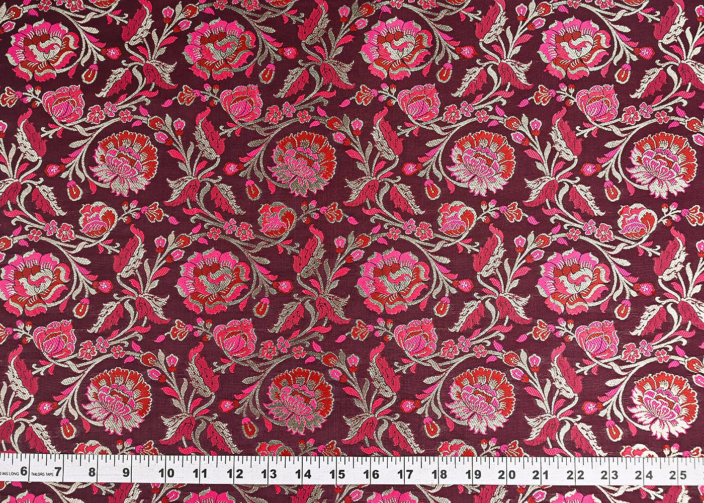 Purple-Plum-Banarasi-Brocade-Fabric-With-All-Over-Thread-And-Zari-Handloom-21465-measurement-view