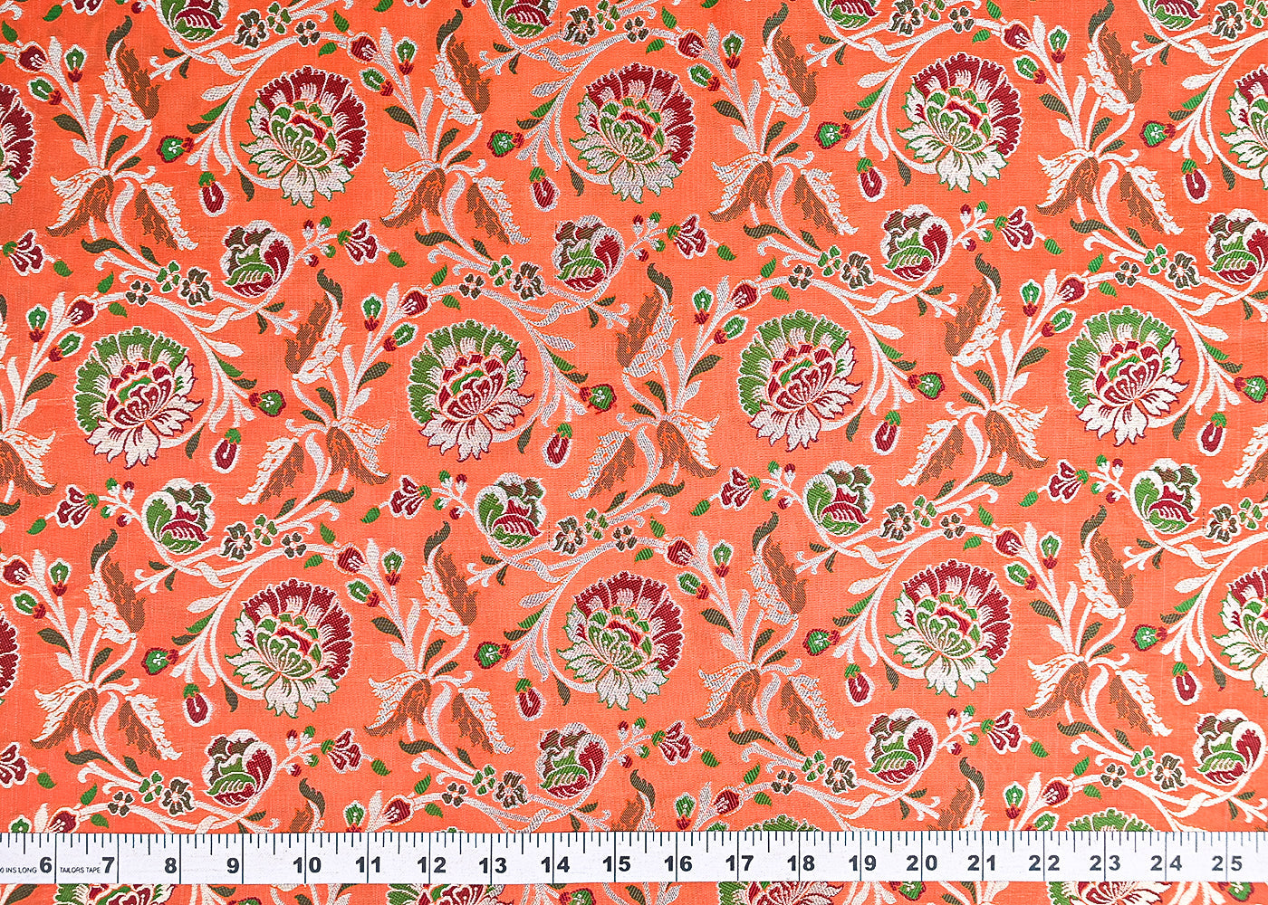 Orange-Banarasi-Brocade-Fabric-With-All-Over-Thread-And-Zari-Handloom-21467-measurement-view