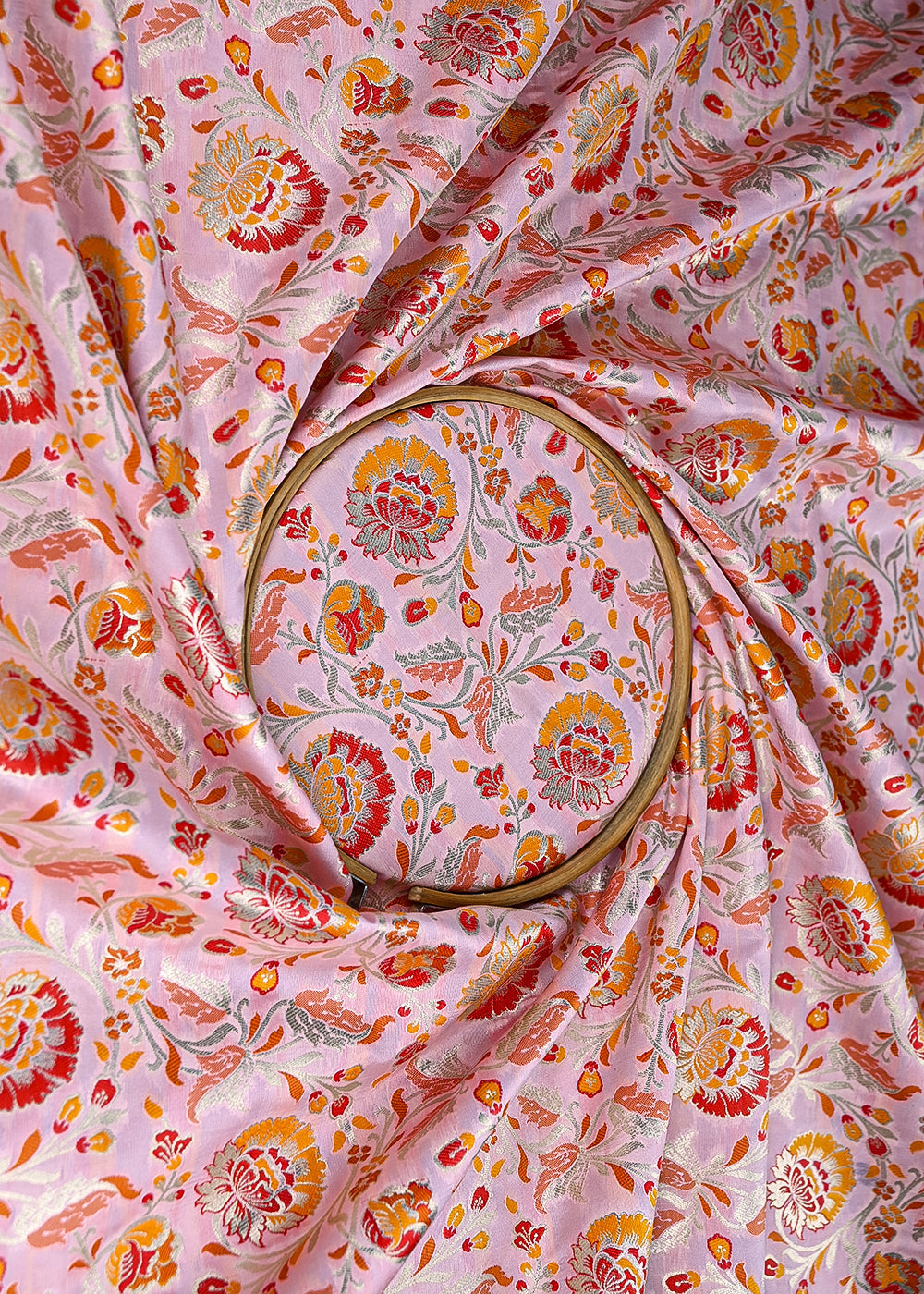 Light-Pink-Banarasi-Brocade-Fabric-With-All-Over-Thread-And-Zari-Handloom-21469-close-view