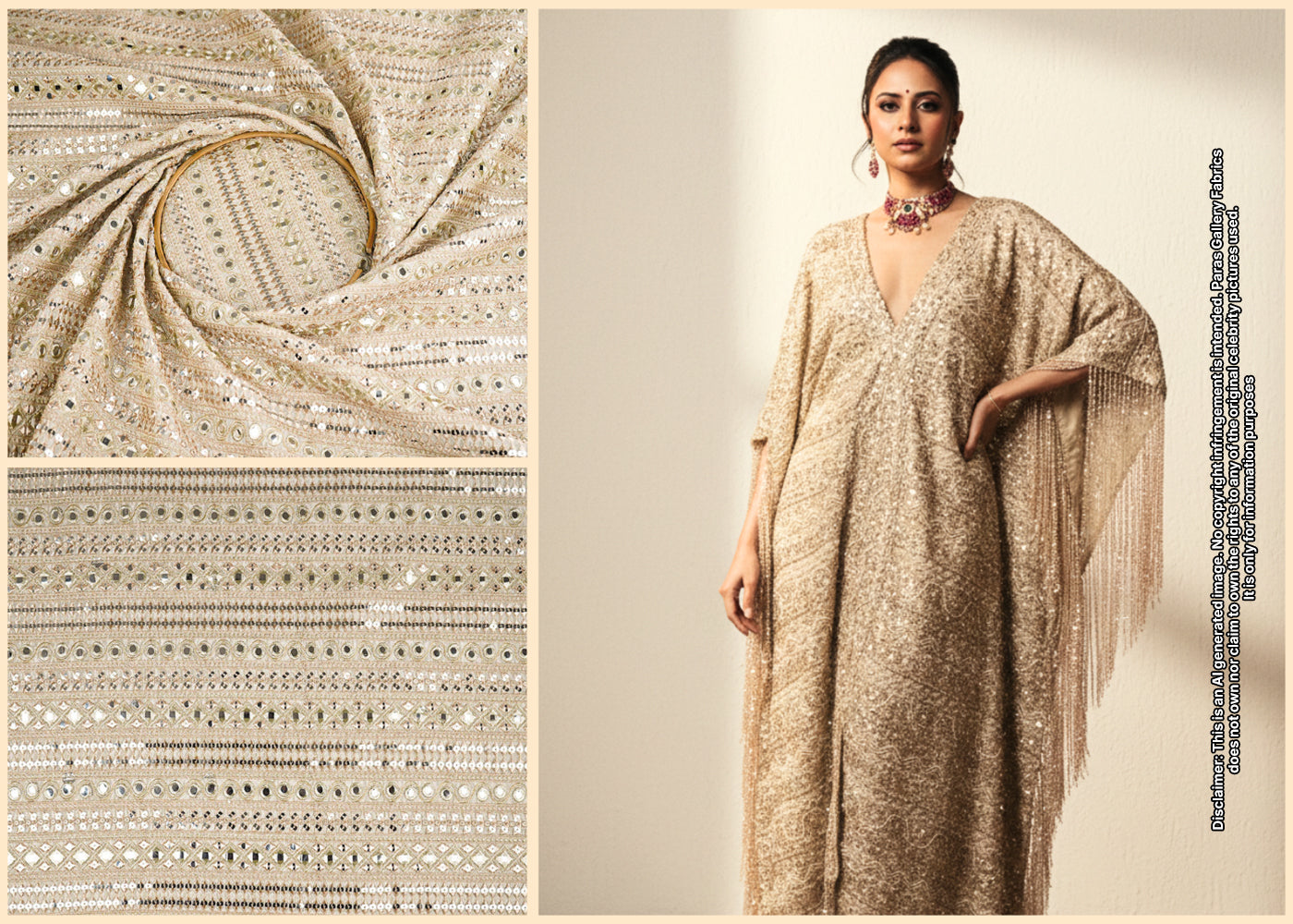 Sargun Mehta Inspired Edition | Golden Dyeable Embroidered Tissue Unstitched Fabric 21509
