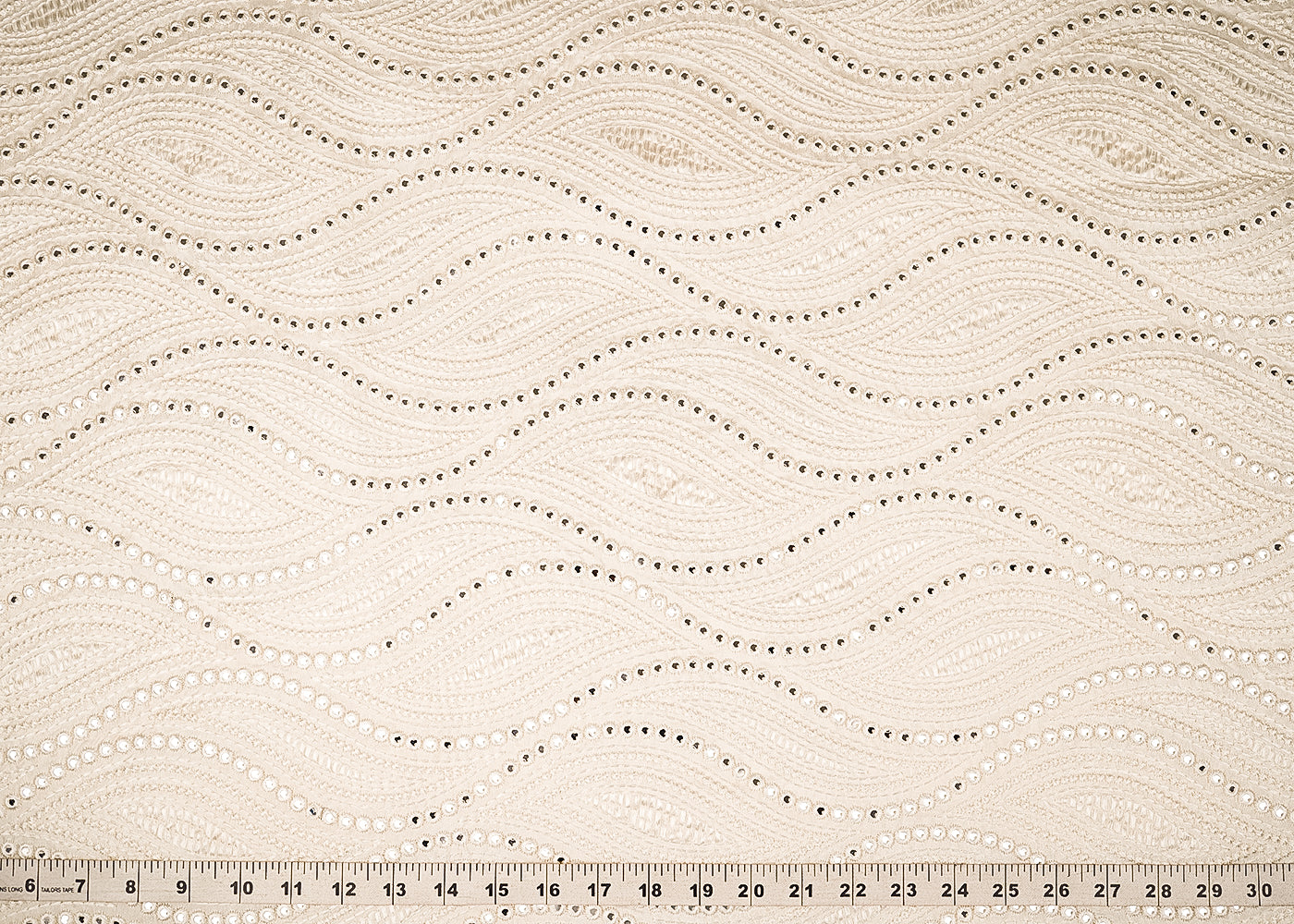 White Dyeable Silk Fabric With All Over Thread And Faux Mirror Work 21515