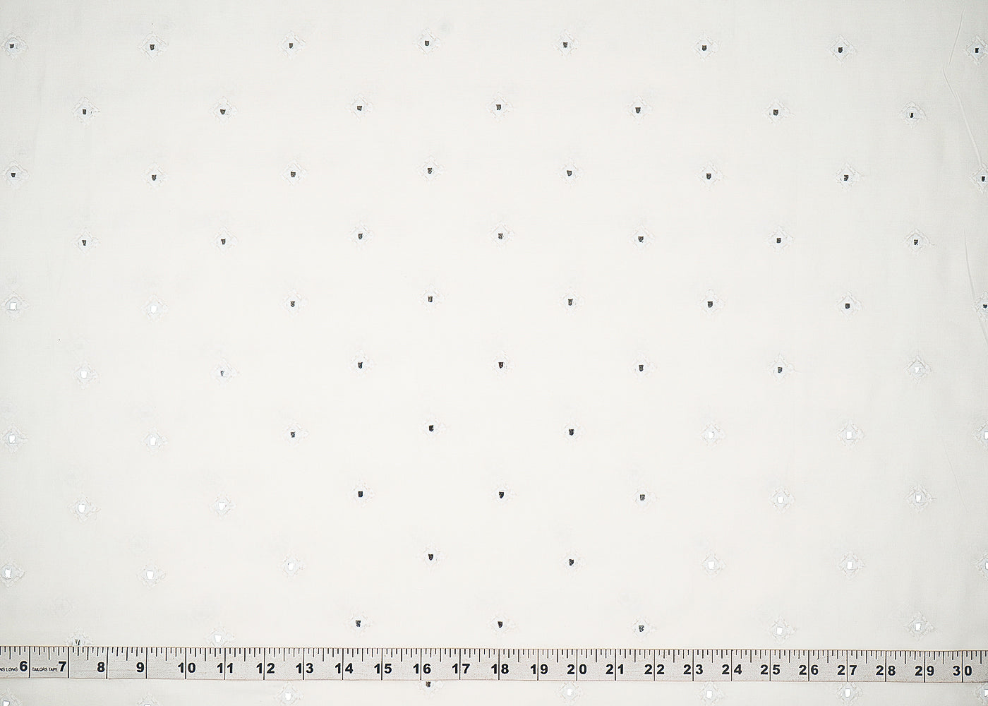 The Noor - White Dyeable Cotton Fabric With All Over Faux Mirror And Thread Work | 21517