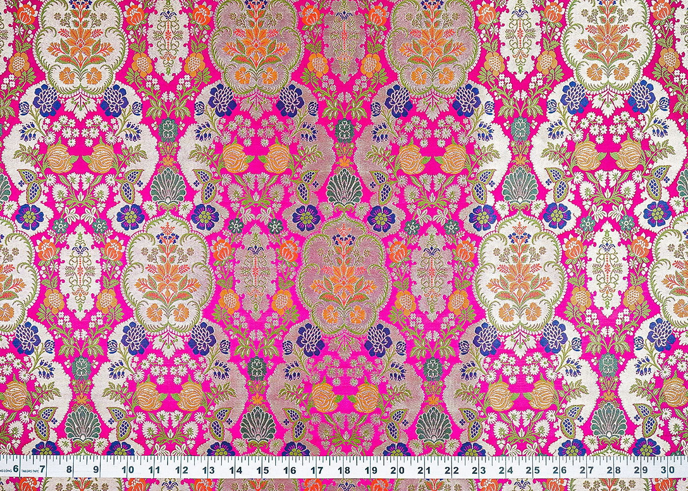 Rani Pink Banarasi Brocade Fabric With All Over Thread And Zari Handloom 21524