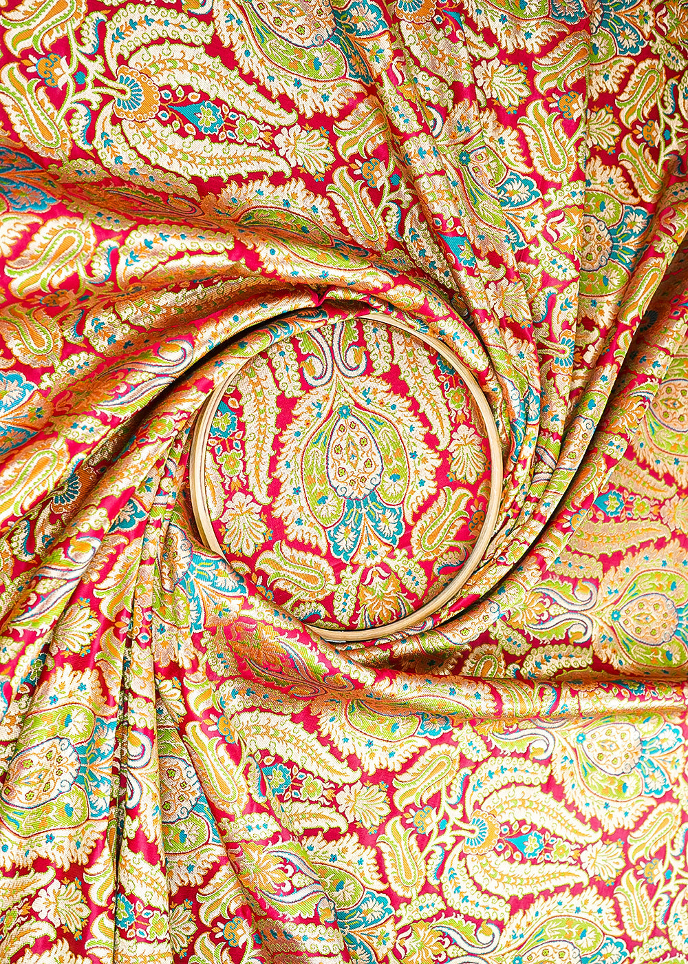Pink-Pure-Banarasi-Brocade-Fabric-With-All-Over-Thread-And-Zari-Handloom-21530-close-view
