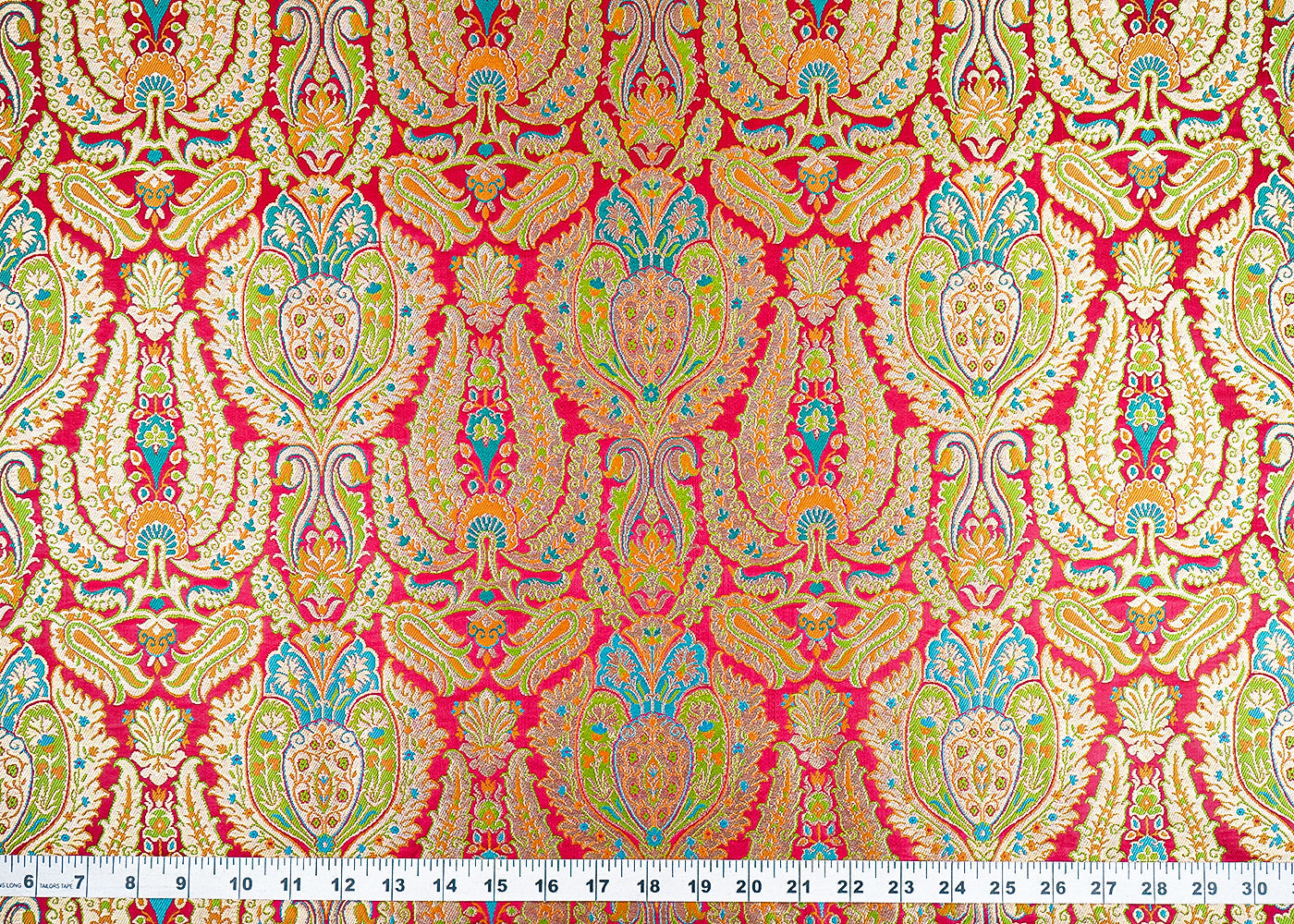 Pink Pure Banarasi Brocade Fabric With All Over Thread And Zari Handloom 21530