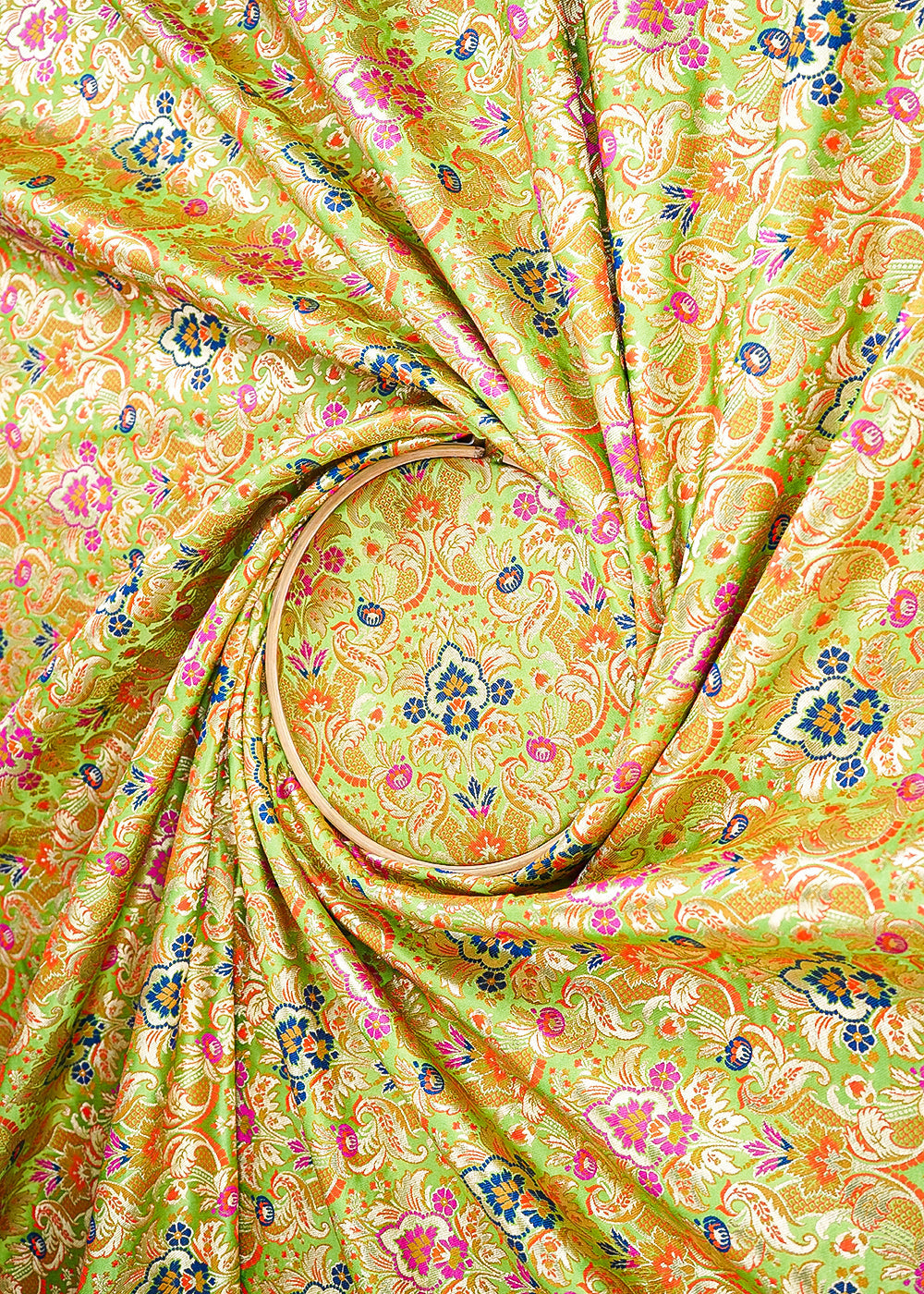 Pista-Green-Pure-Banarasi-Brocade-Fabric-With-All-Over-Thread-And-Zari-Handloom-21539-close-view