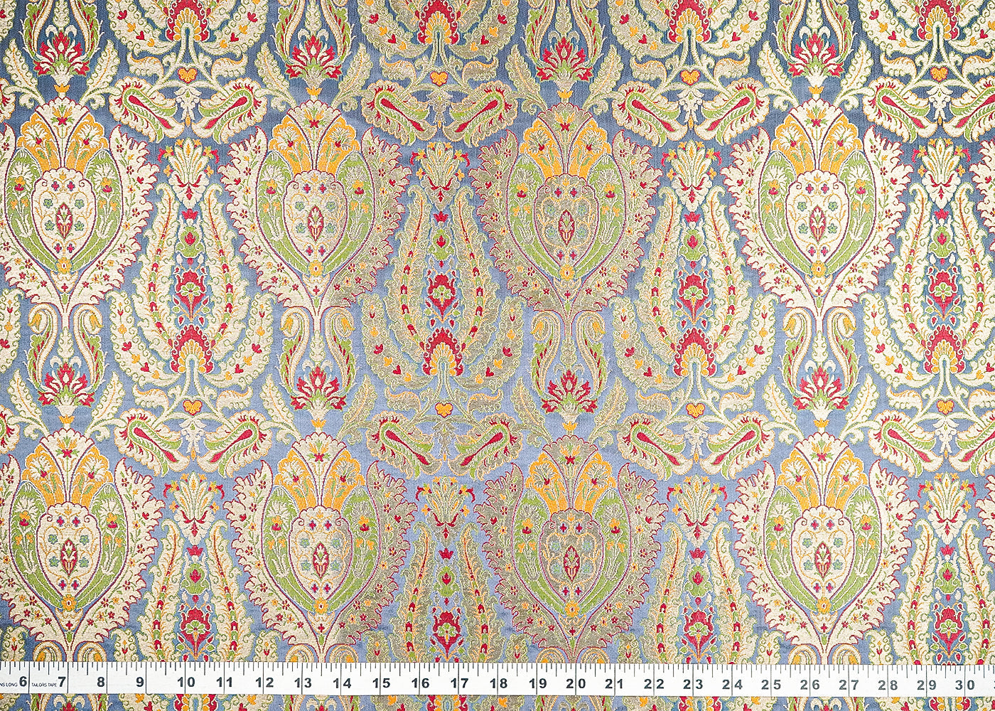 Grey Pure Banarasi Brocade Fabric With All Over Thread And Zari Handloom 21543