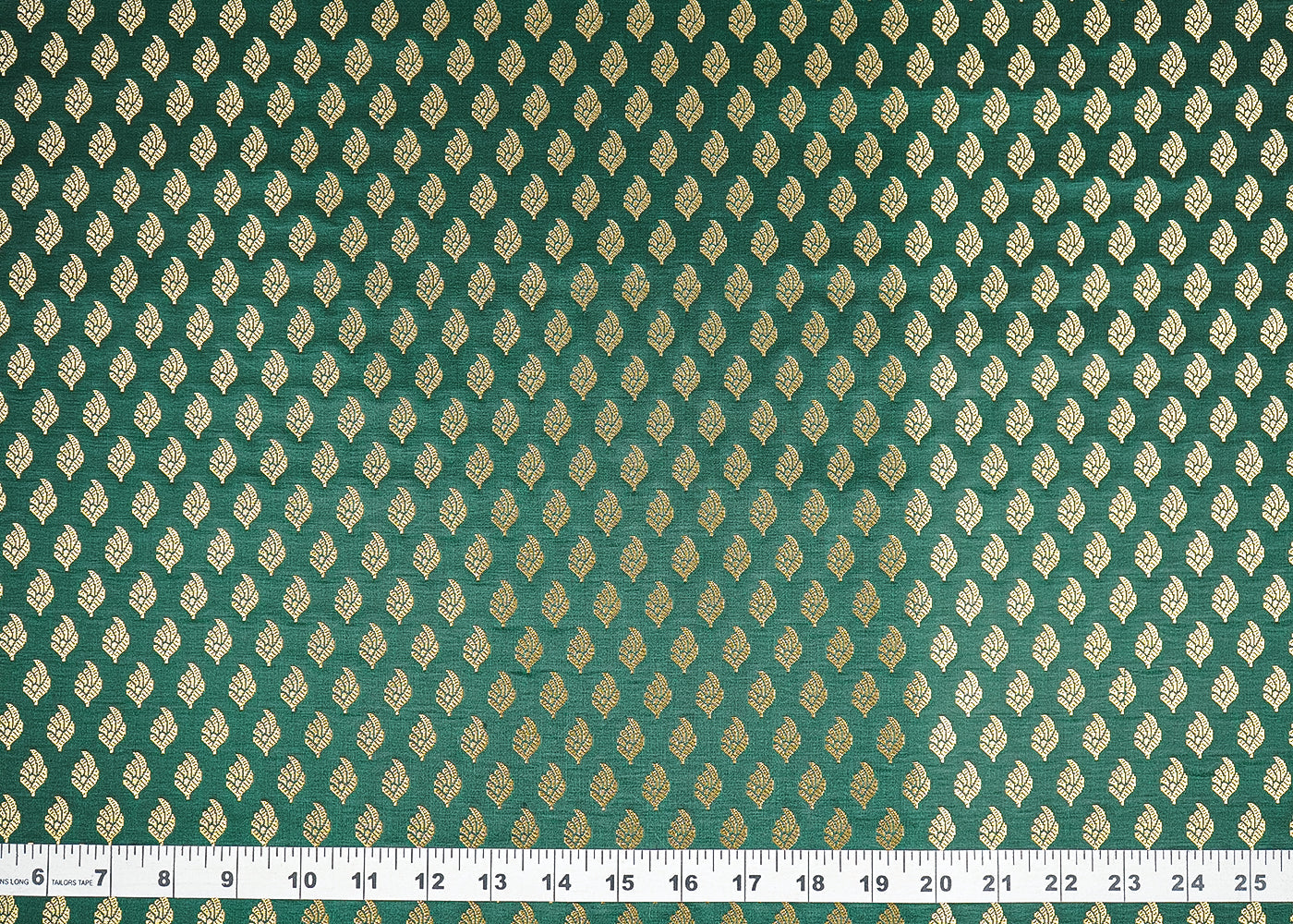 Bottle-Green-Banarasi-Brocade-Fabric-With-All-Over-Golden-Zari-Handloom-21545-measurement-view