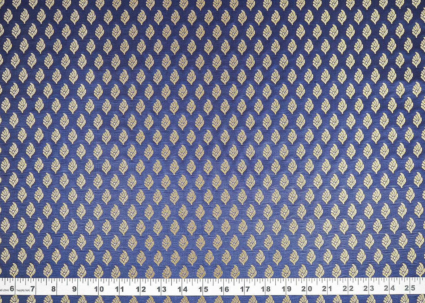 Navy Blue Banarasi Brocade Fabric With All Over Golden Zari Handloom 21548