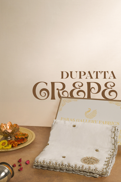 White Dyeable Crepe Dupatta With All Over Bead, Sequins And Katdana Work 21557