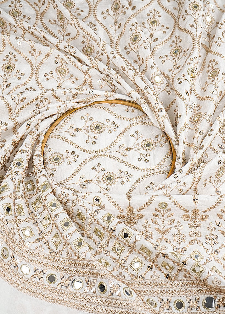 White-Dyeable-Silk-Fabric-With-All-Over-Zari,-Faux-Mirror-And-Sequins-Work-With-One-Side-Border-21587-close-view