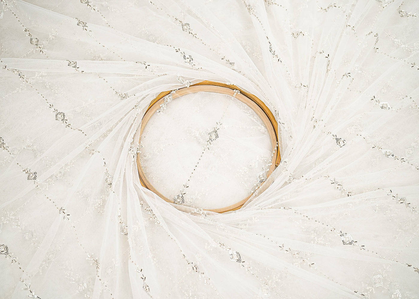 White Dyeable Net Fabric With All Over Katdana, Sequins And Beads Work 21593