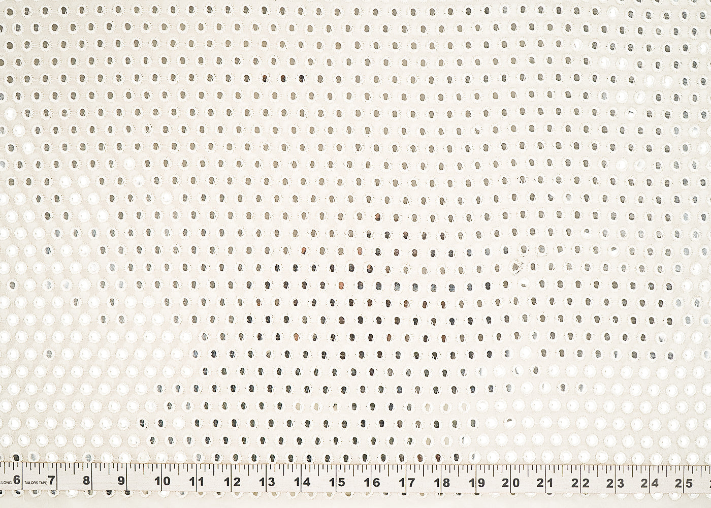 White Dyeable Georgette Fabric With All Over Faux Mirror, Thread Work 21614