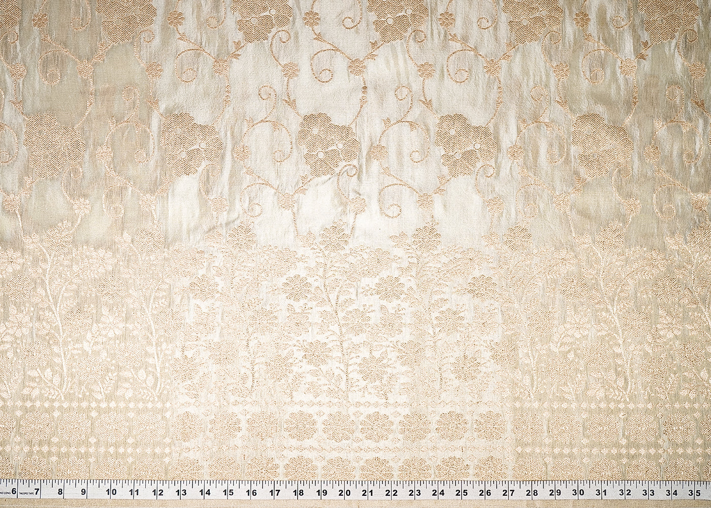 Golden Dyeable Tissue Fabric With All Over Zari Handloom With One Side Border 21618