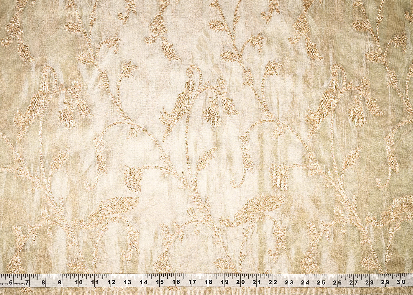 Golden Dyeable Tissue Fabric With All Over Zari Handloom With One Side Border 21625