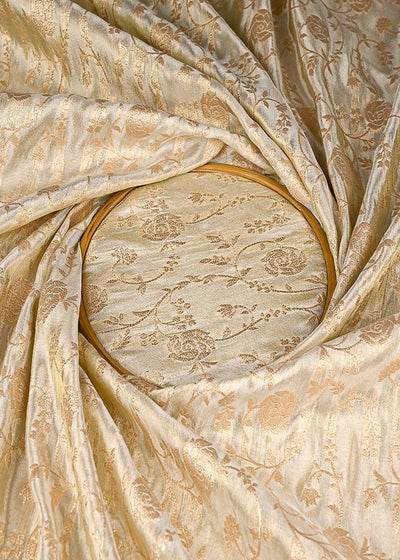 Golden Dyeable Tissue Fabric With All Over Zari Handloom 21626