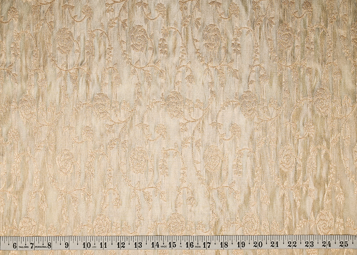 Golden Dyeable Tissue Fabric With All Over Zari Handloom 21626