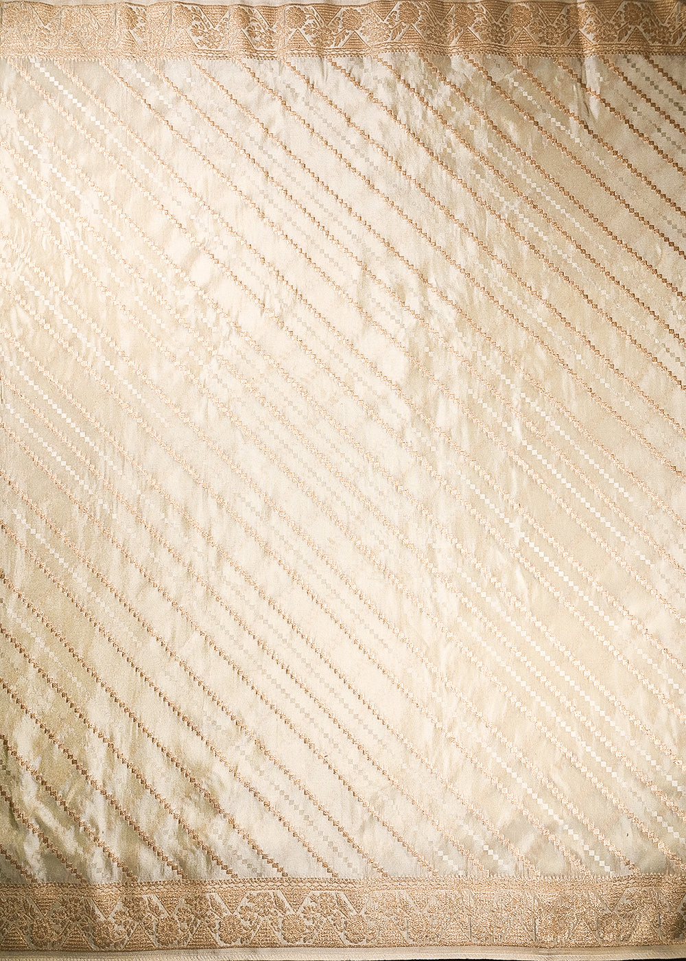 Golden Dyeable Tissue Fabric With All Over Thread And Zari Handloom With Two Side Border 21627