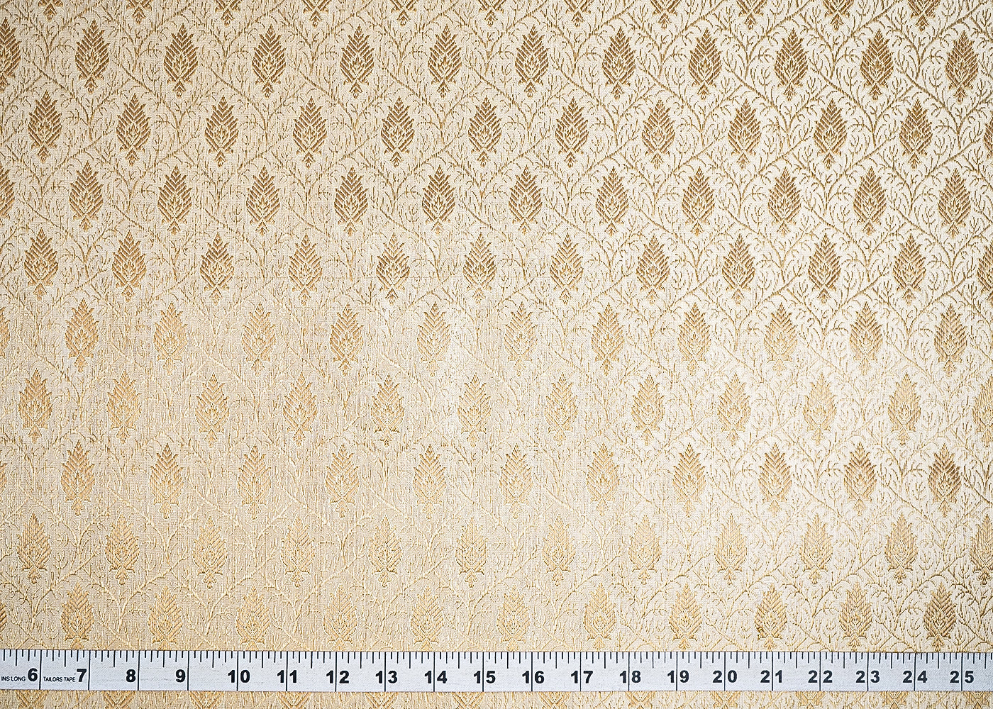 Cream Banarasi Brocade Fabric With All Over Golden Zari Handloom 21641