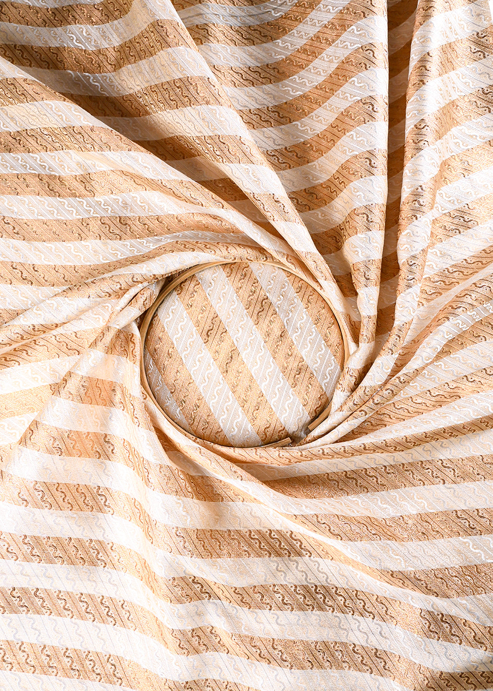 Golden Banarasi Brocade Fabric With All Over Golden Zari Handloom 21642