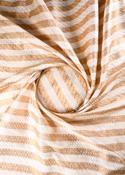 Golden Banarasi Brocade Fabric With All Over Golden Zari Handloom 21642