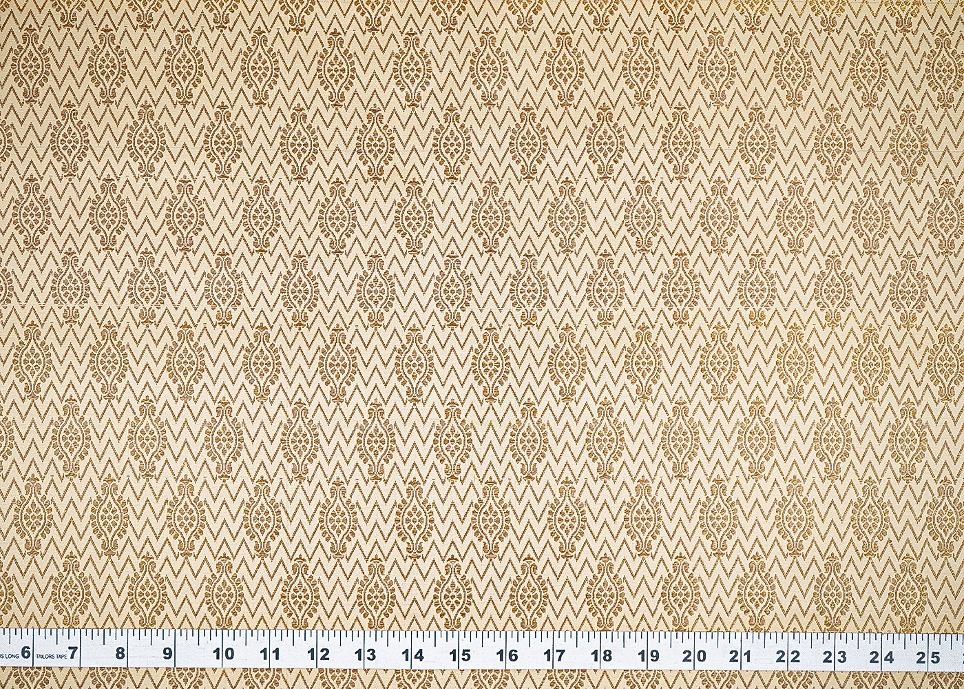 Golden Banarasi Brocade Fabric With All Over Golden Zari Handloom 21643