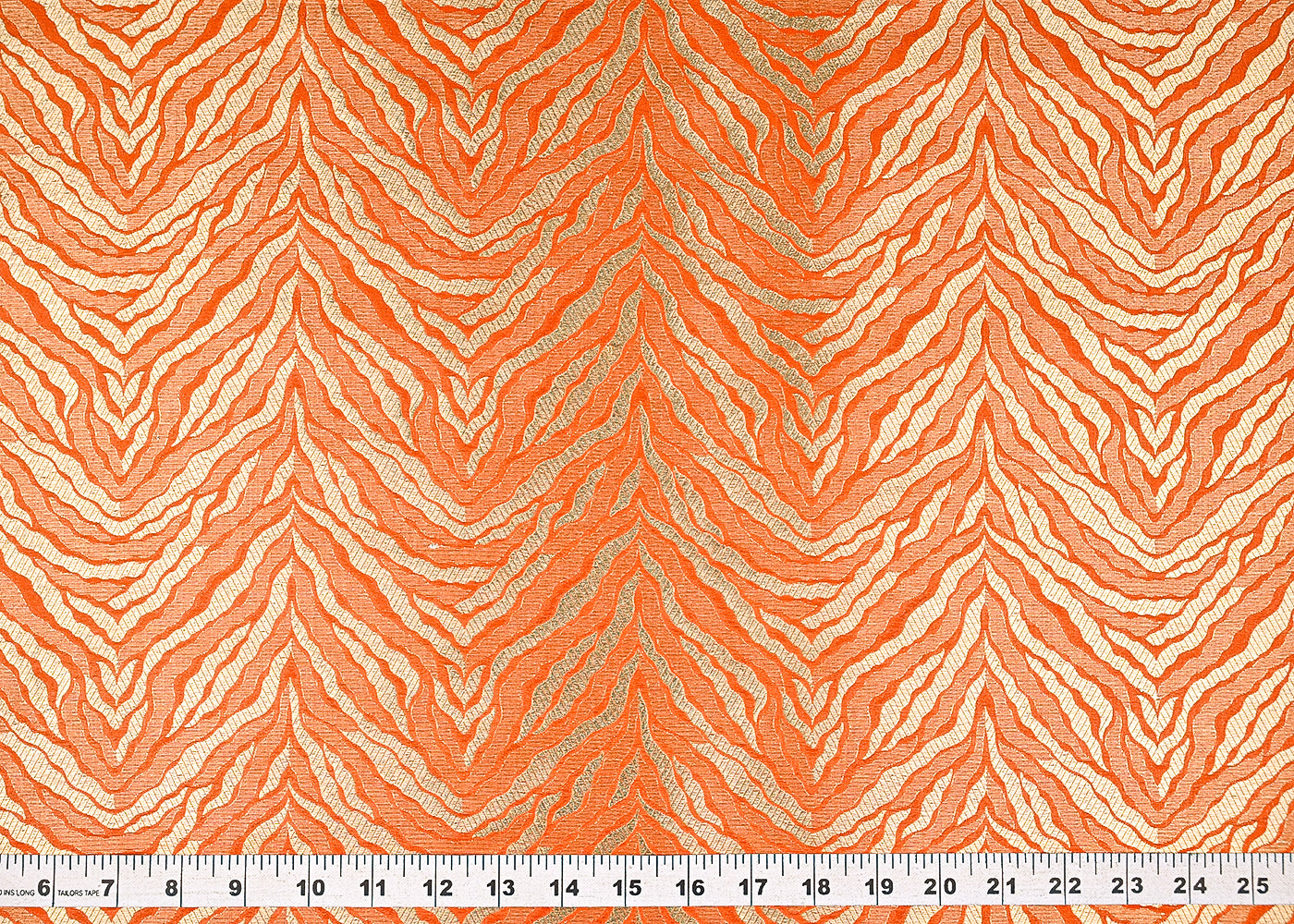 Orange Banarasi Brocade Fabric With All Over Thread And Zari Handloom 21668