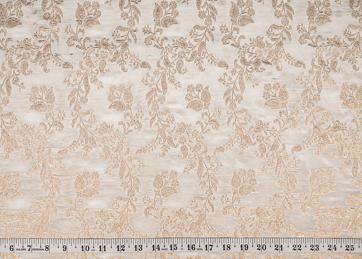 White Dyeable Crepe Fabric With All Over Zari Handloom 21691