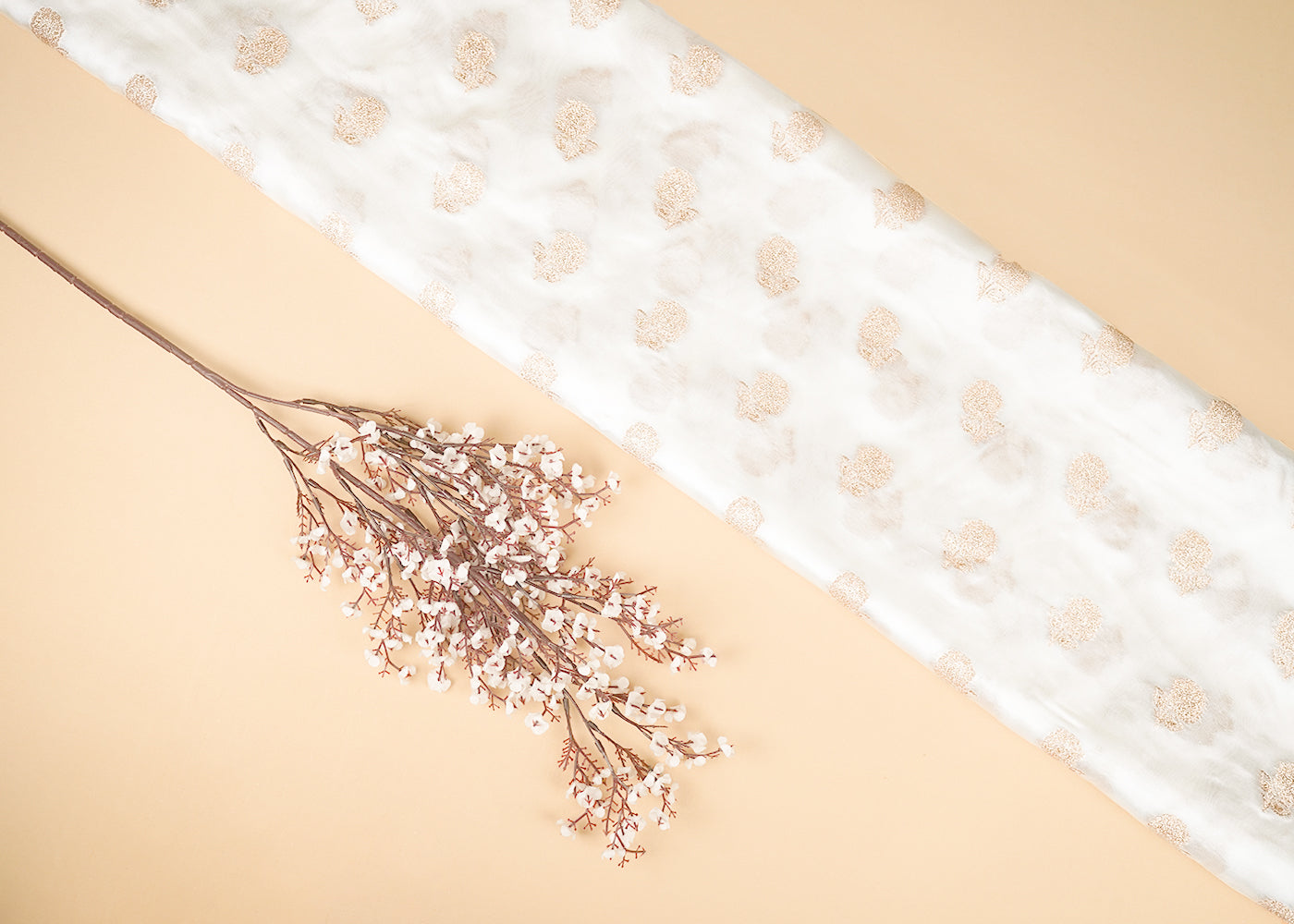 White-Dyeable-Organza-Satin-Fabric-With-All-Over-Zari-Handloom-21699