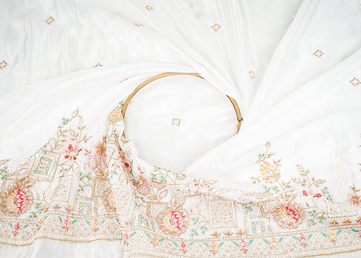 White-Dyeable-Organza-Fabric-With-All-Over-Sequins-Bead-Katdana-And-Multi-Color-Thread-Work-With-One-Side-Border-21720-close-view