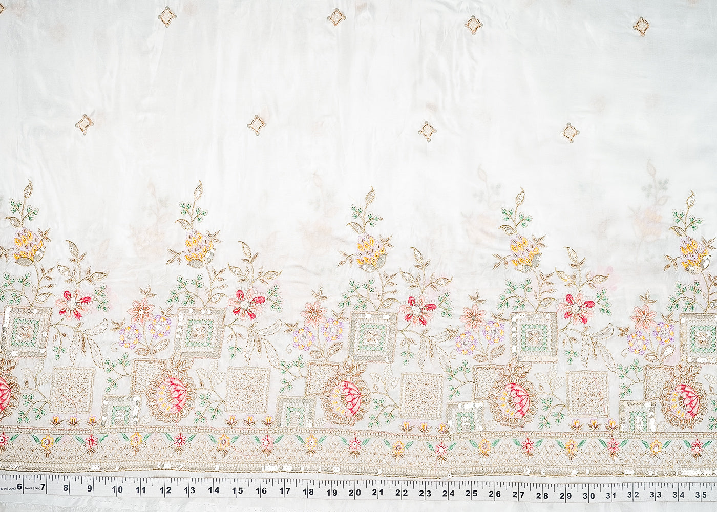 White-Dyeable-Organza-Fabric-With-All-Over-Sequins-Bead-Katdana-And-Multi-Color-Thread-Work-With-One-Side-Border-21720-measurement-view