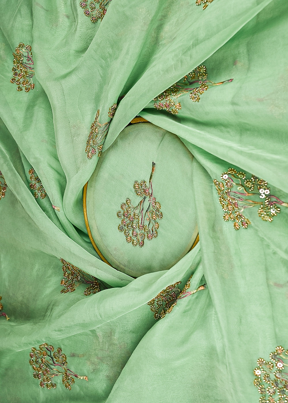 Aqua-Green-Organza-Fabric-With-All-Over-Thread-Sequins-And-Katdana-Work-217223-close-view