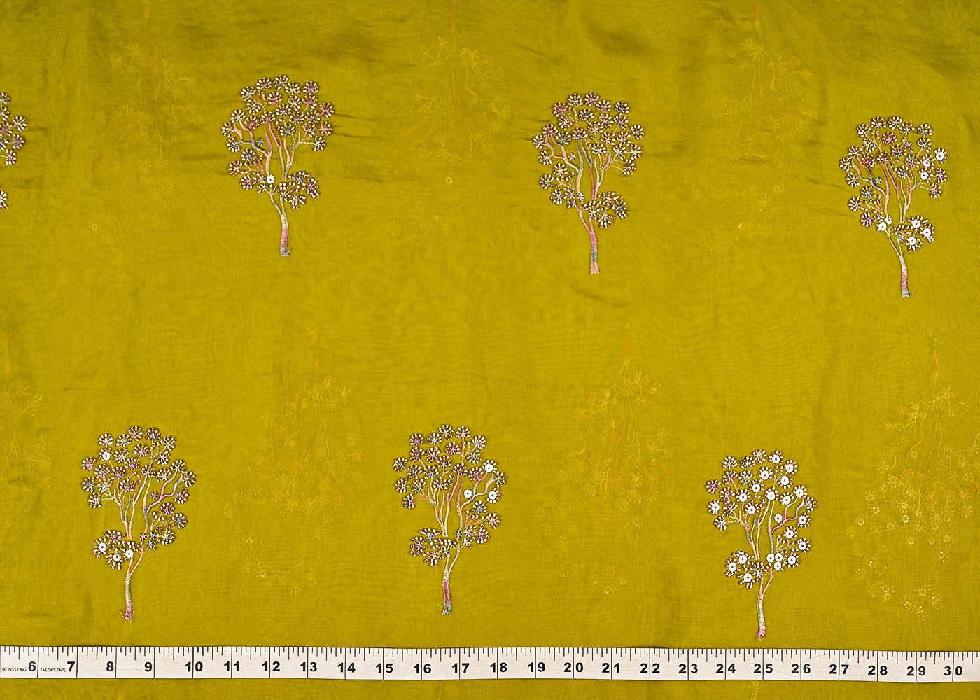 Mehendi-Green-Organza-Fabric-With-All-Over-Thread-Sequins-And-Katdana-Work-21724-measurement-view