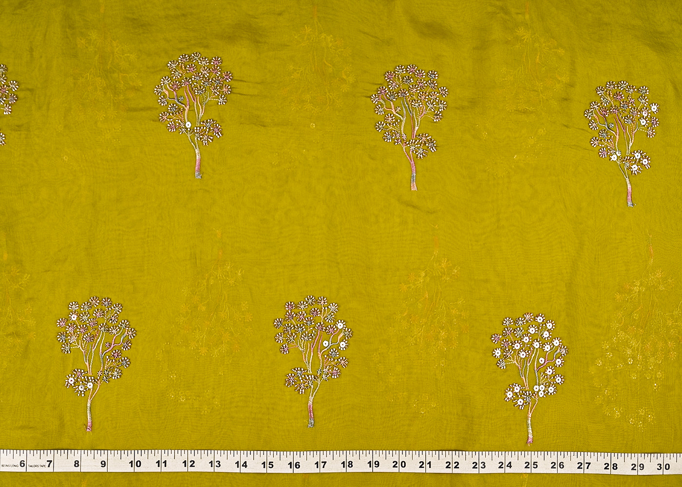 Mehendi-Green-Organza-Fabric-With-All-Over-Thread-Sequins-And-Katdana-Work-21724-measurement-view